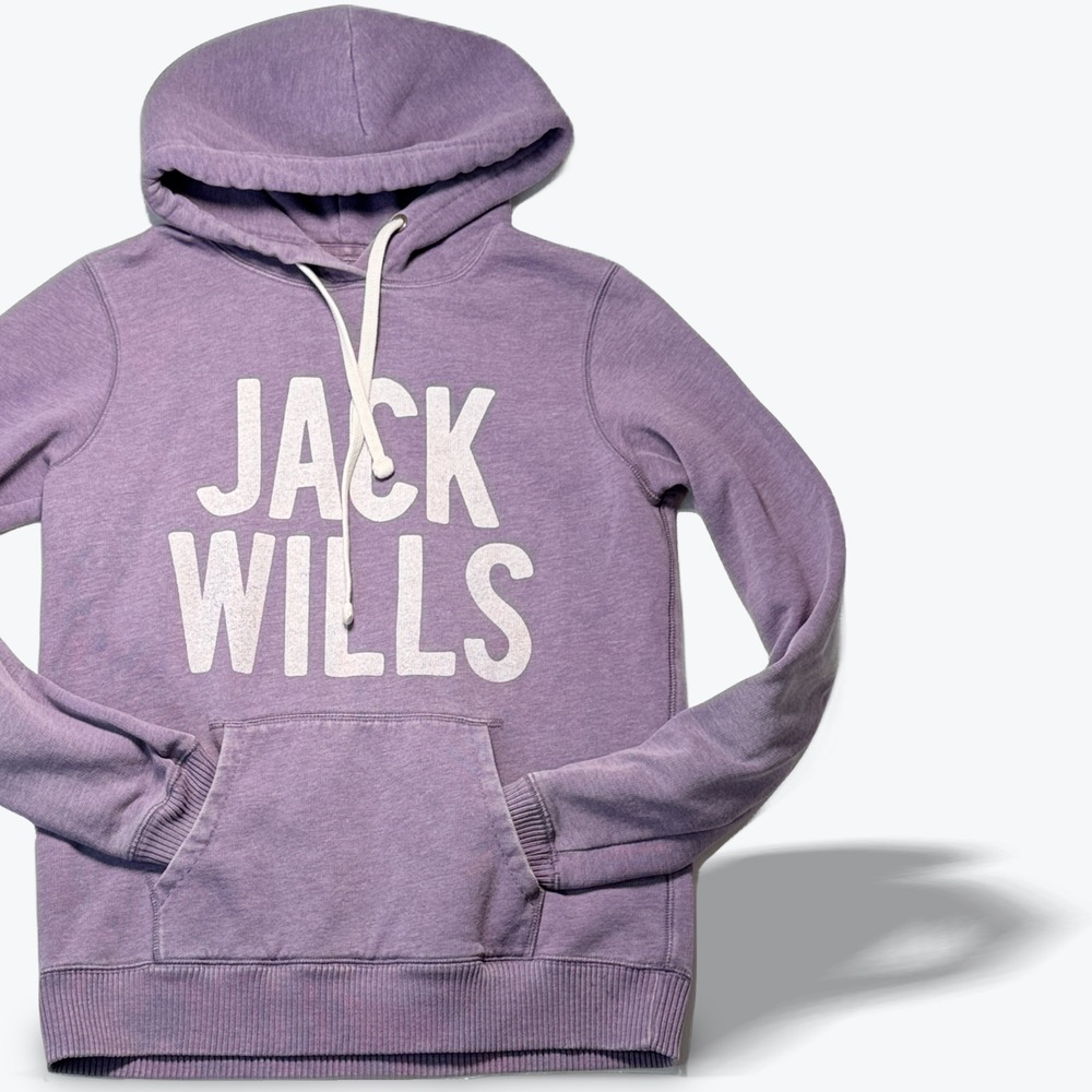 Jack Wills Logo Hoodie Sweatshirt Purple US Kids 8 UK 12 Portugal Cotton Blend